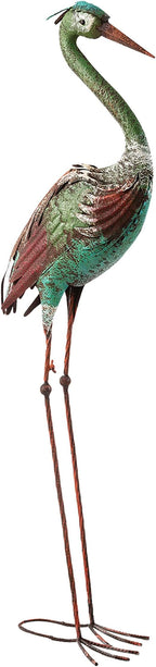 Alpine Corporation 40" Tall Outdoor Rustic Metal Crane Statue Yard Art Decoration