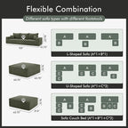 Boneless Sectional Cloud Couch Sofa Bed for Living Room, 112" Modular Modern Lounge 3 Seater Sleeper Green Couches with Chaise, No Assemble, Cordury Compression Upholstered Sofas