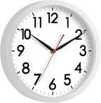 AKCISOT 12 Inch Wall Clock Silent Non Ticking Modern Wall Clocks Battery Operated, Analog Classic Clock Decorative for Bedroom, Kitchen, Home Office, Bathroom, School, Living Room (White)