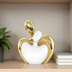 XMGZQ White and Gold Ceramic Couple Figurines Home Decor,Wedding Engagement Romantic Gift for Husband Wife,Large Male and Female Love Statue Valentine's Day Birthday,Abstract Hugging Couple