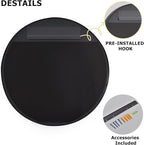 24 Inch Round Bathroom Mirror - Wall Mounted Circle Mirror with Metal Frame, Modern Mirror Suitable for Bathroom, Vanity, Entryway, Living Room, Wall Decor,Black