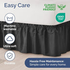 Wrap Around Dust Ruffle Bed Skirt - Black - for King Size Beds with 18 Inch Drop - Easy Fit Elastic Strap - Adjustable Pleated Bedskirt w/Brushed Fabric - Wrinkle Free - for Women, Men, Kids & Teens
