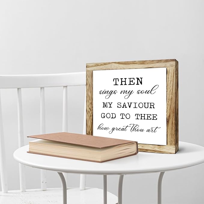 Rustic Wood Sign – ‘Sings My Soul’ Inspirational Wooden Plaque – Small Table or Shelf Decor, Spiritual Desk Sign, Wall Art for Home, Bedroom, Farmhouse Living Room, Motivational Quote, Home Decoration