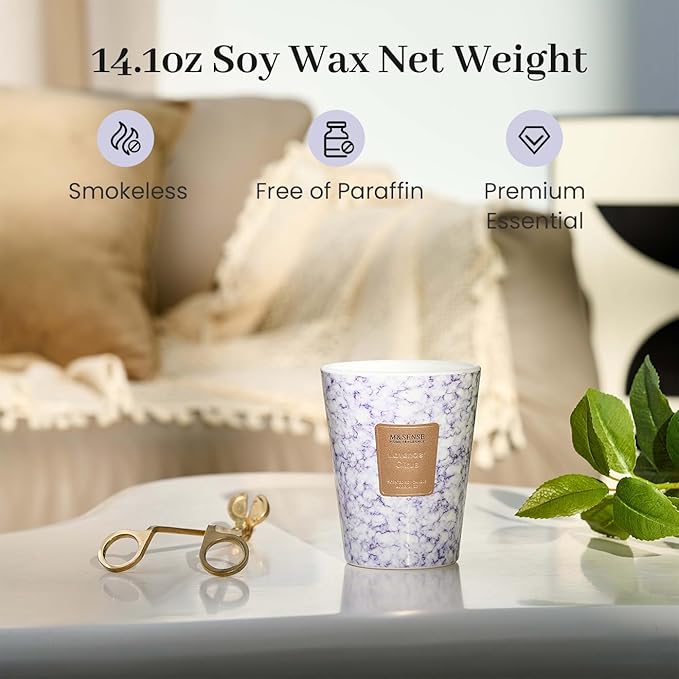 M&SENSE LavenderCitrus Scented Candles for Home, Lead-Free Wick Highly Scented Jar Candles, 14.1 Oz 80 Hours Lasting Burning Candles Gifts for Women, Relaxing Aromatherapy Candle for Stress Relief