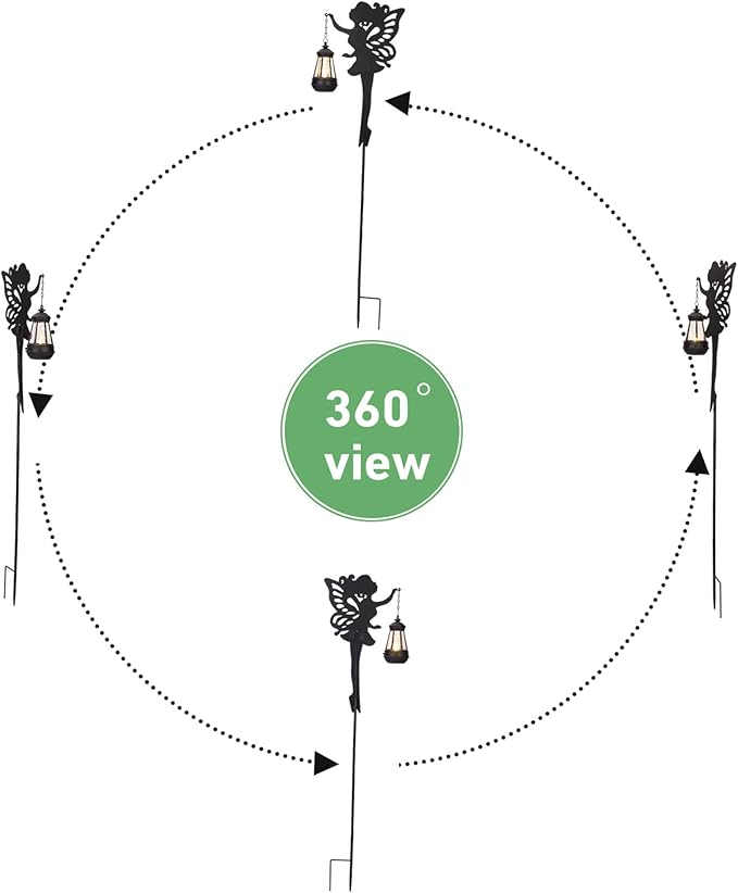 Fairy Garden Accessories Lawn Ornaments 1 Pair - Solar Lights Halloween Decorations Outdoor Garden Statue, Metal Stakes Decorative Figurines for Yard Decor, Patio (Type A Color-Shifting Lighting)