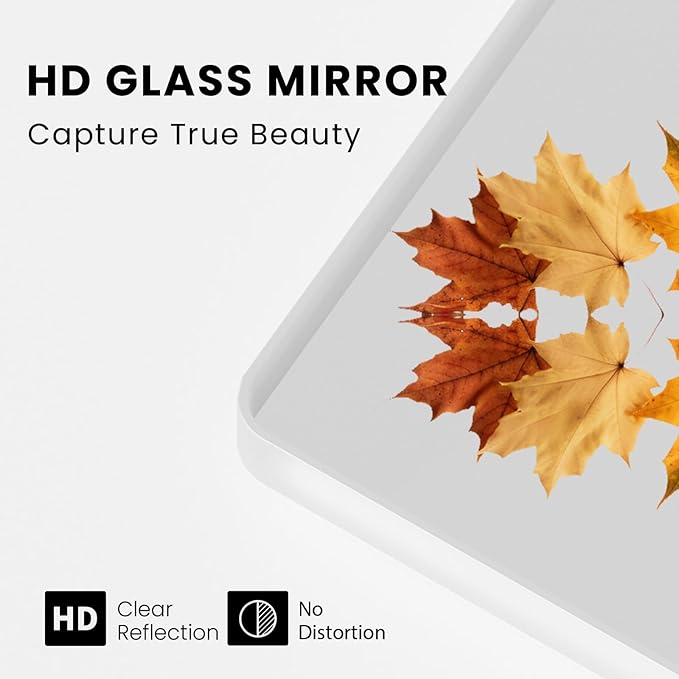 White Bathroom Mirror 40x30 Inch, White Metal Framed Bathroom Mirror for Wall, Rounded Rectangle Matte Bathroom Vanity Mirror, Tempered Glass, Anti-Rust, Horizontal/Vertical