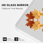 White Bathroom Mirror 48x36 Inch, White Metal Framed Bathroom Mirror for Wall, Rounded Rectangle Matte Bathroom Vanity Mirror, Tempered Glass, Anti-Rust, Horizontal/Vertical