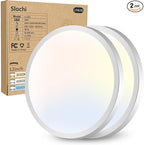 2PACK LED Flush Mount Ceiling Light Fixture, 3000K-4000K-6500K & 150W Equivalent Modern Kitchen Recessed Ceiling Lamp 24W 3200Lm 12Inch Closet Round Surface for Bathroom Laundry Bedroom Hallway