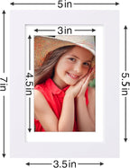 Vittanly 4x6 Picture Frames Set of 9, Shatter Resistant Plexiglass, Display 3.5x5 Pictures with Mat or 4x6 without Mat, Photo Frames for Wall or Tabletop, Engineered Wood, White