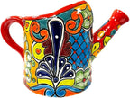 Talavera Watering Can Planter Large Flower Pot Large Mexican Pottery Folk Art Hand Painted Home Decor Garden Ceramic Handmade Multicolor 15" (Red Multi)
