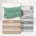Large Triangular Headboard Pillows Long Backrest Positioning Support Bolster Cushion for Daybed Fluffy Quality Plush Body Wedge Pillow with Removable Cover(Light green-Twin/Twin XL-39x8x20 in)