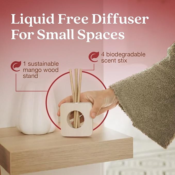 Enviroscent Air Freshener for Home (Honeycrisp Apple & Cardamom) Essential Oil Diffuser | Air Freshener + Room Freshener | Home Fragrance Last Over 30 Days | 1 Mango Wood Stand & 1 Scent Stix Refill