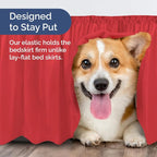 Wrap Around Dust Ruffle Bed Skirt - Red - for King Size Beds with 15 Inch Drop - Easy Fit Elastic Strap - Adjustable Pleated Bedskirt w/Brushed Fabric - Wrinkle Free - for Women, Men, Kids & Teens