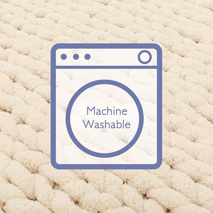 Bigacogo Chunky Knit Throw Blanket for Couch, 80x90 inches, 100% Hand Knitted with Thick Jumbo Chenille Yarn, Cozy Soft Large Rope Knot Cable Crochet Blankets for Sofa Bed Living Room, Beige