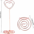 12pcs Table Number Holders Metal, 3.35 inch Place Card Stands for Wedding Centerpieces, Birthday Party - Table Card & Photo Picture Holders (Rose Gold-Heart Shaped)