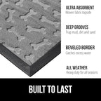 GORILLA GRIP 100% Waterproof All-Season WeatherMax Doormat, 47x35, US Designed Natural Rubber, Stain and Fade Resistant, Low Profile Indoor Outdoor Door Mats, Easy Clean Patio Mat, Light Gray Bones