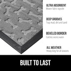 GORILLA GRIP 100% Waterproof All-Season WeatherMax Doormat 35x23, US Designed Natural Rubber, Stain and Fade Resistant, Low Profile Indoor Outdoor Door Mats, Easy Clean Patio Mat, Light Gray Bones