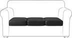 Yates Home PU Leather Couch Sofa Cushion Slipcover Water-Proof Elastic Chair RV Seat Covers Loveseat Sofa Furniture Protector Slip Cover for Settee Seater Replacement in Living Room（3 Pieces, Black）