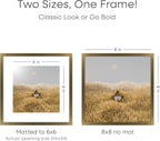 Homeforia 8x8 Picture Frames Bronze, High End Metal 8 x 8 Square Photo Frame with Mat 6 by 6, 8x8 Brass Frame Matted to 6x6 inch Print, 8by8 Wall or Tabletop Frames, Tempered Glass, Wall Kit, Set of 1