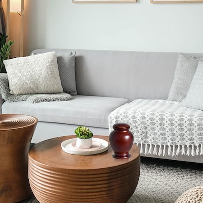 Elegant Wood Vase Urns for Human Ashes Adult,for Adults up to 200lbs, Cremation urn (Oval)