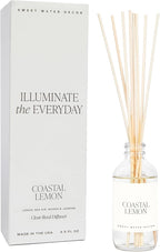 Sweet Water Decor Coastal Lemon Clear Reed Diffuser – Room Decor Aesthetic with Long-Lasting Premium Fragrance of Lemon, Sea Salt, Jasmine & Driftwood for 4 Months – Ideal for Home Décor