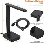 cozoo Desk Lamps for Home Office,Modern LED Desk Lamp for Dorm with 2 USB Charging Ports/Type C Port,2 AC Outlets,3 Lighting Mode,3 Level Brightness,Touch Control/Timer/Eye-Caring Foldable Table Lamp