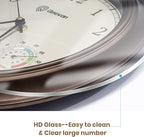 Geevon 12" Vintage Wall Clock Non Ticking with Hygrometer and Thermometer Combo,Battery Operated Quartz Decorative Wall Clocks for Home,Living Room,Office,Classroom,Kitchen,Bedroom Decor