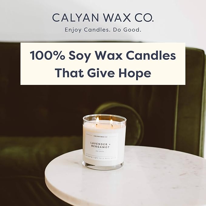 Calyan Wax Co. 2 Wick Candle, Rose + Peony Scented Candle, 37 Hour Burn Time, Aromatherapy Soy Candles, Non Toxic & Vegan Soy Wax, Glass Tumbler Scented Candles, 12.5oz