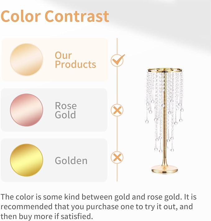 NUPTIO Wedding Centerpieces Gold Vases: 2 Pcs 21.7in Tall Crystal Flower Vase Metal Flowers Stand for Party Tables Decorations - Elegant Bulk Weddings Decoration Table Chandelier Centerpiece Stands