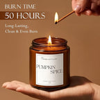 Pumpkin Spice Scented Candles for Home, Natural Soy Wax Aromatherapy Non Toxic Pumpkin Fall Candle Gifts for Women Men, Autumn Amber Glass Jar Candle Decoration for Halloween Holidays (9oz