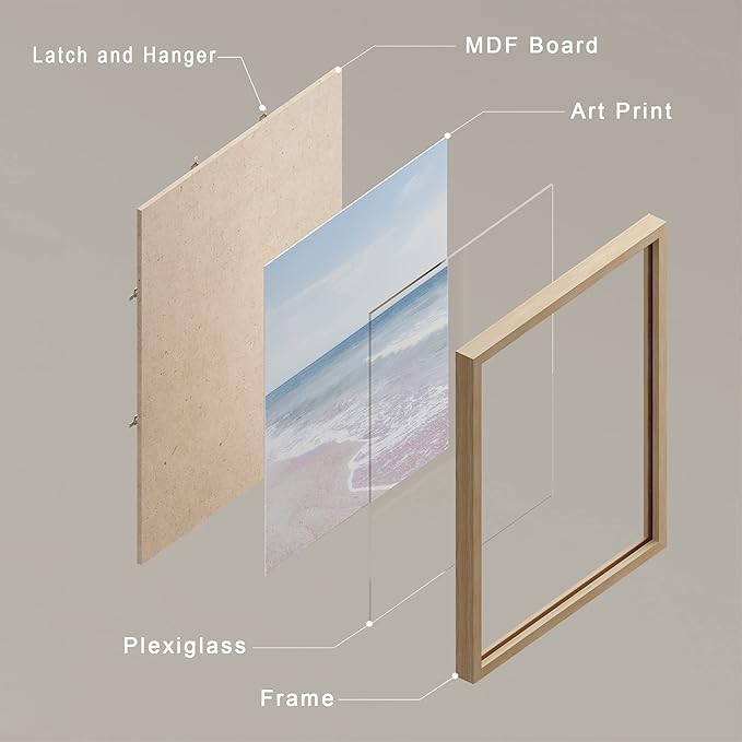 SIGNWIN Framed White Pastel Tropical Island Ocean Beach Shore Wall Art, Set of 4 Landscape Colorful Wall Decor Prints, Nature Wilderness Wall Décor for Living Room, Bedroom - 12"x16" Natural