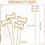 uxcell 30 Pcs Table Card Holders, 5.9 Bow Metal Craft Wire Clips Picture Clip Table Number Holders Picks for Wedding, Photos, Memo, Restaurant, Gold