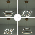MADEM Modern LED Chandelier 2-Ring Circular Dimmable Pendant Light Contempoary Chanderlier Flush Mount Pendant Lighting for Living Room Dining Room, Bedroom,3000K-6000K, Gold, 60W