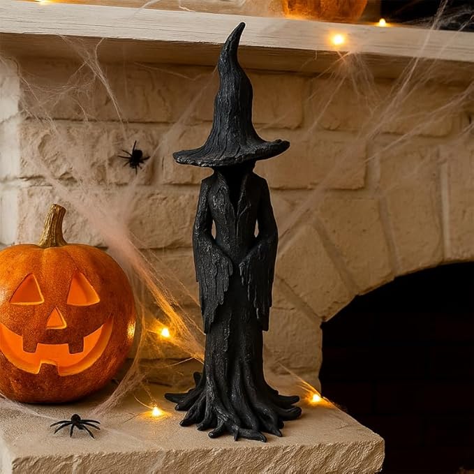 Cracker Barrel Witch Statue – Halloween Witch Statue,Hand-Painted Gothic Guardian for Home & Mantel, Retro Magician Resin Figurine, Dark Fantasy Collectible