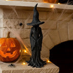 Cracker Barrel Witch Statue – Halloween Witch Statue,Hand-Painted Gothic Guardian for Home & Mantel, Retro Magician Resin Figurine, Dark Fantasy Collectible
