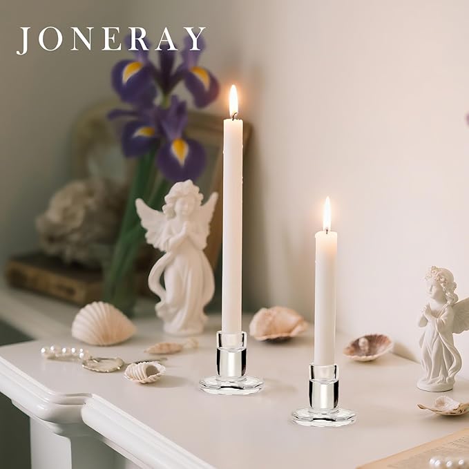 24PCS Taper Candle Holders Bulk,Clear Glass Candlestick Holders,Heat-Resistant Glass Candle Holder for Table Centerpieces, Wedding,Dinner Party and Home Decor