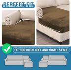 H.VERSAILTEX Velvet Stretch Individual Chaise Cover Sectional Couch Covers for L Shaped Sofa Both Left/Right Furniture Protector Seat Cushion Sofa Cover (1 Piece Chaise Cover, Bronze Brown)