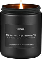 Magnolia & Sandalwood Candle | Masculine Candle - Candles for Men, Soy Candles for Home Scented, Manly Scented Decor for Home - Gifts for Men, 7oz Black Jar, Long Lasting