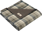 Woolrich Luxury Quilted Throw - Cabin Lifestyle, Patchwork with Moose Design All Season, Lightweight and Breathable Cozy Bedding Layer Throws for Couch Sofa, 50" W x 70" L, Tasha Taupe