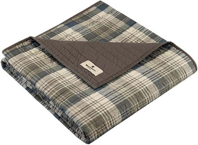 Woolrich Luxury Quilted Throw - Cabin Lifestyle, Patchwork with Moose Design All Season, Lightweight and Breathable Cozy Bedding Layer Throws for Couch Sofa, 50" W x 70" L, Tasha Taupe