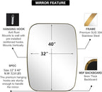 ANDY STAR Gold Oblong Mirror, 32x40 Inch Gold Oval Mirror for Bathroom with Stainless Steel Metal Frame, Wall Mouned for Bathroom, Living Room, Entryway