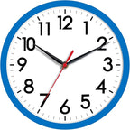 AKCISOT Wall Clock 8 Inch Silent Non-Ticking Modern Clocks Battery Operated - Analog Small Classic for Office, Home, Bathroom, Kitchen, Bedroom, School(Blue)