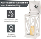 Glitzhome Mondern Farmhouse Wooden Lantern Hanging Decorative Candle Lantern for Outdoor & Indoor Wash White Set of 2 (No Glass)
