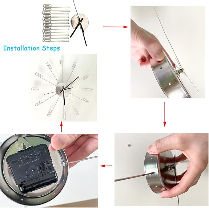 Mollytek Wall Clock Photo Collage Photo Wall Clock with Pictures Around It Wall Mounted Photo Display Clock with 16 Photo Clips for Hanging Prints, Instax, Polaroid, Holiday Cards,Artwork