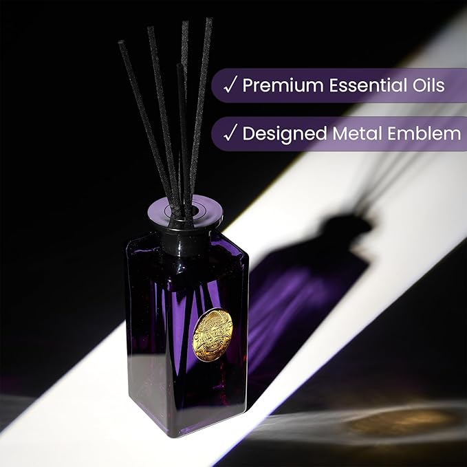 M&SENSE 10.14 oz Large Reed Diffuser Set | Lavender Eucalyptus Scent Oil Diffuser with Sticks | Hotel Collection Non-Toxic Essential Oil |for Bedroom Bathroom Living Room