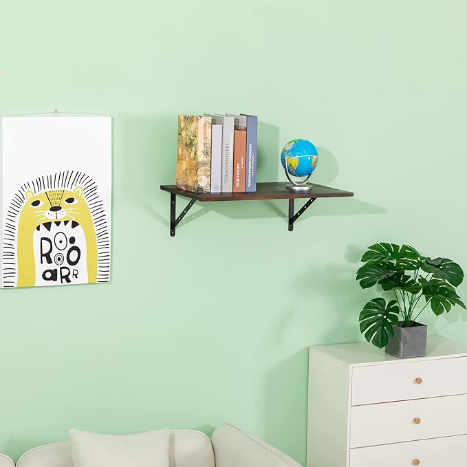 Aluminum Alloy 20 inch x 12 inch Heavy Duty Shelf Bracket ，Max Load 360 LBS, 4-Pack Floating Shelf Brackets Corner Brace Joint Right Angle Bracket Black L Brackets Heavy Duty