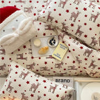 Christmas Comforter Set Twin Size, Christmas Bed Set with Reindeer Stars Red Bedding Set for Holiday, 2 Pieces 1 Super Soft Comforter and 1 Pillowcase