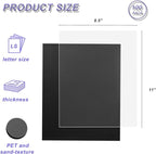 100 Pack Binding Covers Set, 8.5x11 Inches, Including 50 Pcs 12 Mil Ultra Clear PET Binding Covers, 50 Pcs 12 Mil Black Sand Textured