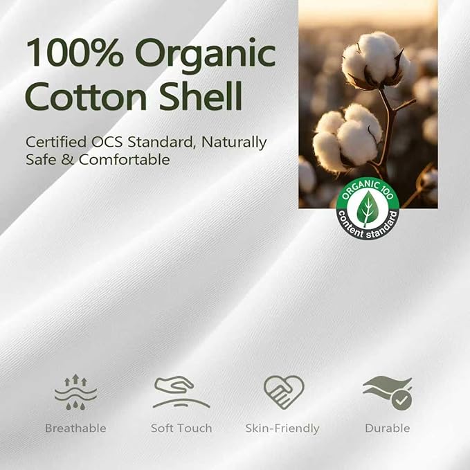 DWR Set of 2 Feather Down Throw Pillow Inserts 28x28 with Organic Cotton Cover, Feather Square White Decorative Pillow Inserts for Bed, Sofa, and Couch