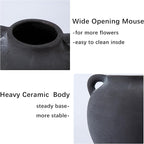 Ceramic Flower Vases, 6 Inch Vintage Terracotta Vases with hadle for Home Decor, Decorative Porcelain Vase, Farmhouse Vase for Home Decor, Living Room, Shelf Decor, Farmhouse, Table, Lyeec